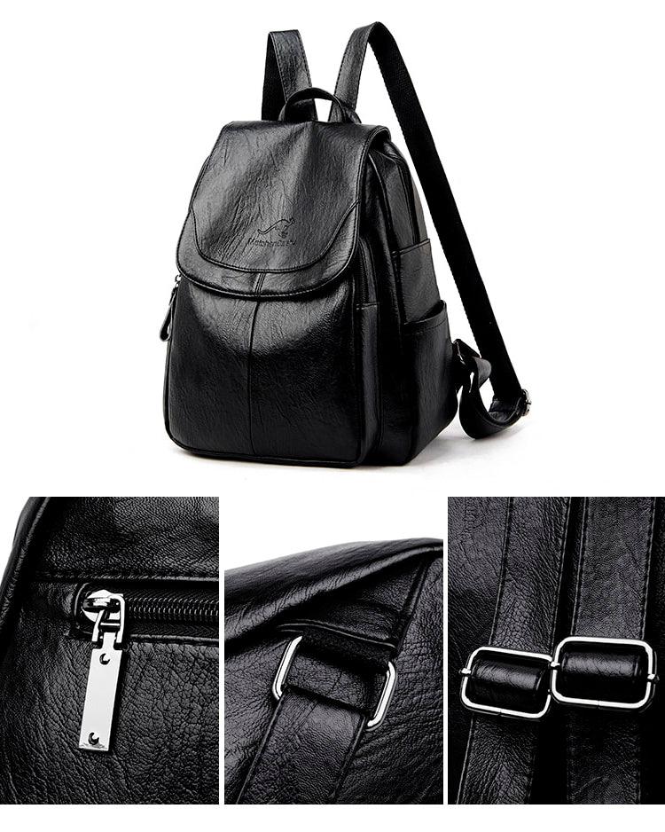 Mochila Feminina Clássica em Couro Vintage - Valentina