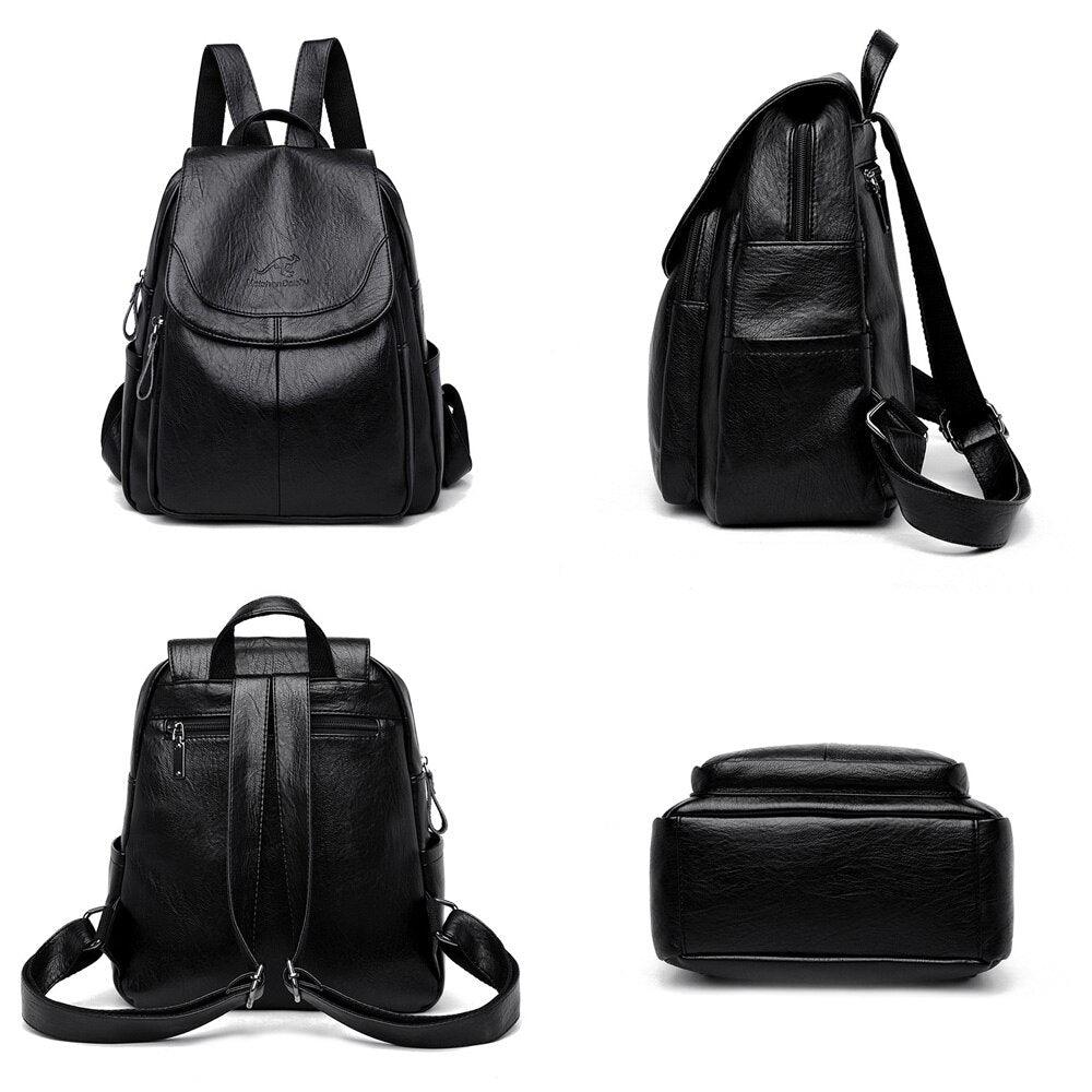 Mochila Feminina Clássica em Couro Vintage - Valentina
