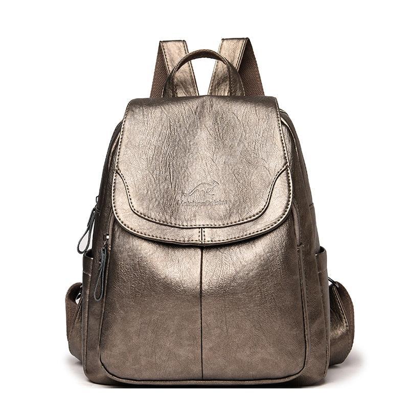 Mochila Feminina Clássica em Couro Vintage - Valentina